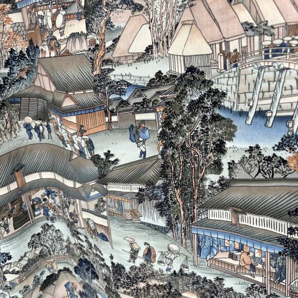 Vintage Midi Skirt Size M / 8 Japanese Edo Era Novelty Print Margit Rambo Modest - Picture 3 of 7